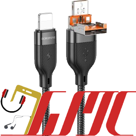 کابل شارژ   TYPE-C TO LIGHTNING  / USB TO  LIGHTNING   تایپ سی به (آیفون ) بروفون BU45